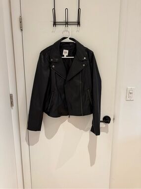 GAP Black Faux-Leather Moto Jacket